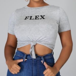 Graphic crop top tee, front tie crop tee